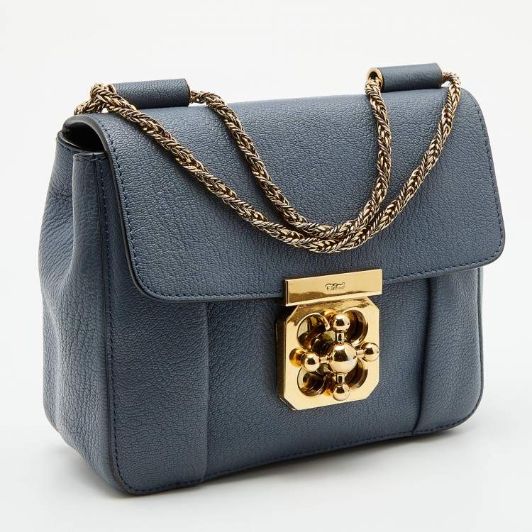 Pre Owned Chloé Grey Leather Small Elsie Shoulder Bag