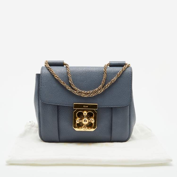 Pre Owned Chloé Grey Leather Small Elsie Shoulder Bag