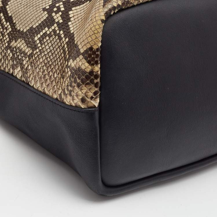 Pre Owned Chloe Black/Beige Python and Leather Medium Baylee Tote