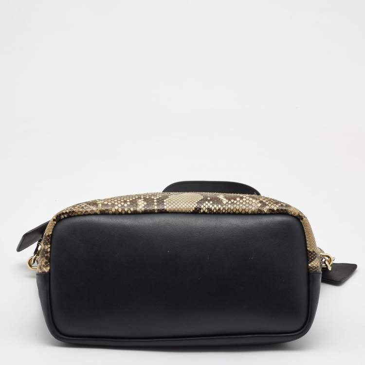 Pre Owned Chloe Black/Beige Python and Leather Medium Baylee Tote