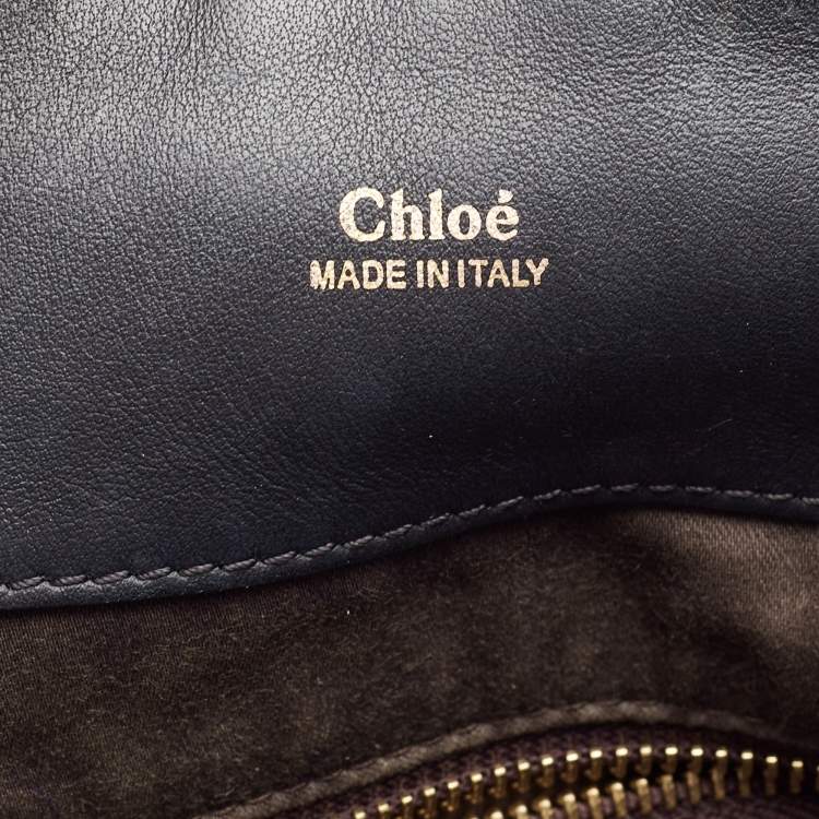 Pre Owned Chloe Black/Beige Python and Leather Medium Baylee Tote
