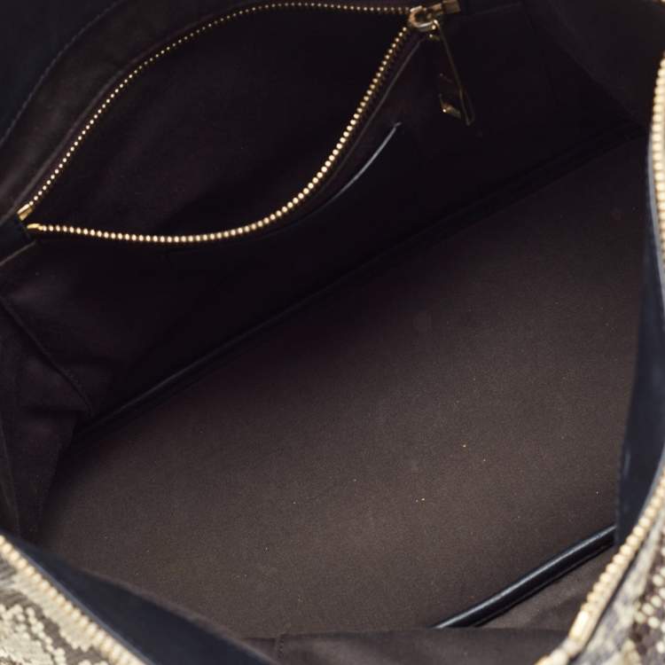 Pre Owned Chloe Black/Beige Python and Leather Medium Baylee Tote