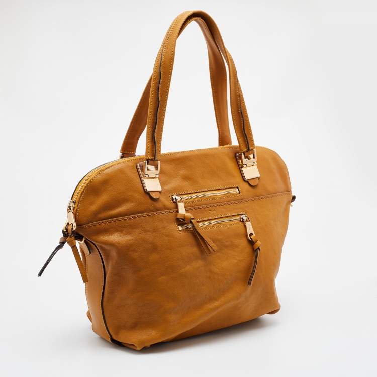 Pre Owned Chloe Tan Leather Angie Hobo