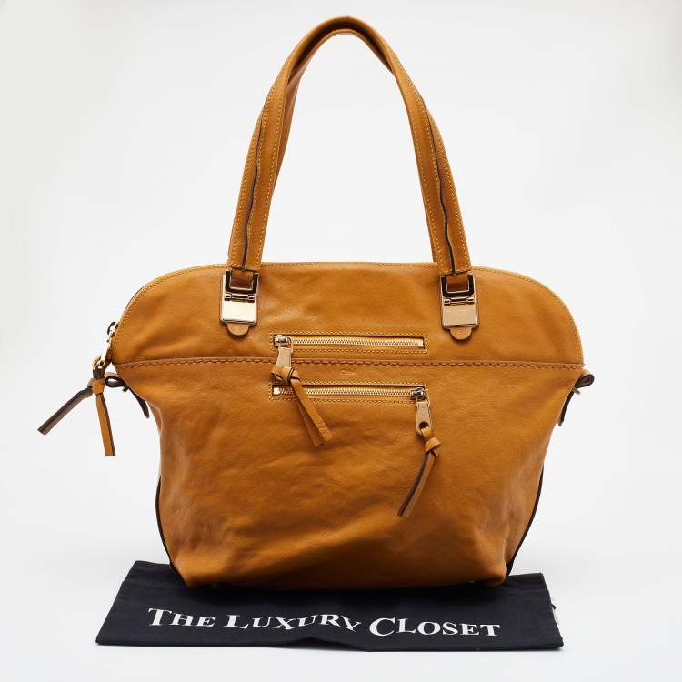 Pre Owned Chloe Tan Leather Angie Hobo