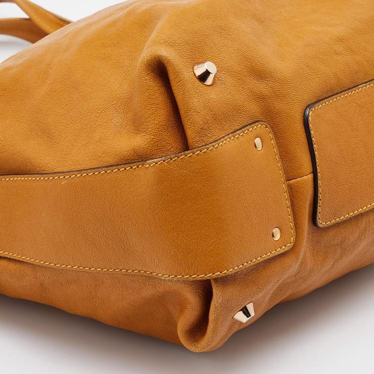 Pre Owned Chloe Tan Leather Angie Hobo