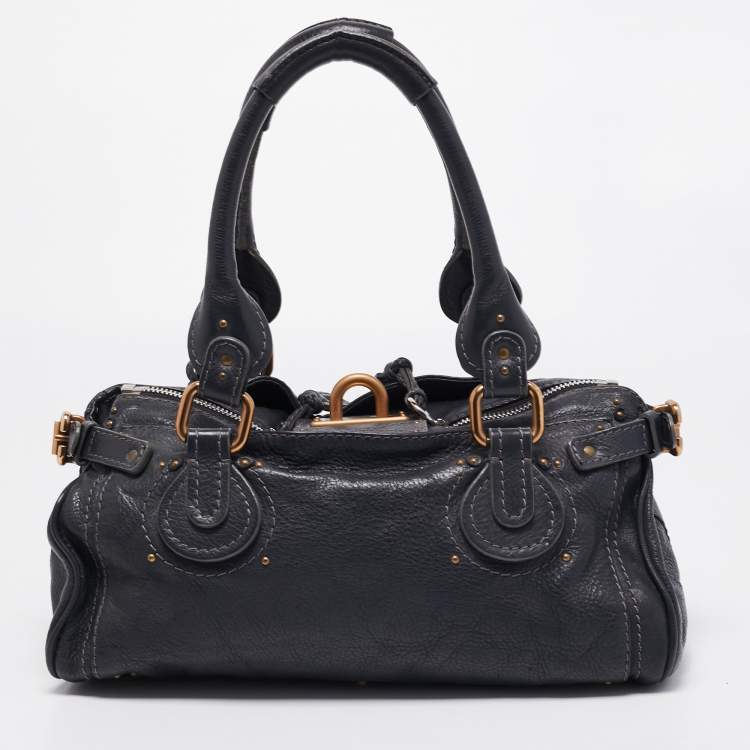 Pre Owned Chloe Navy Blue Leather Medium Paddington Satchel