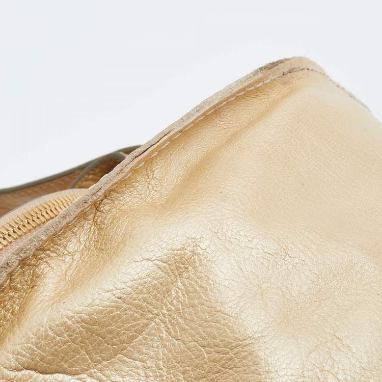 Pre Owned Chloe Metallic Beige Leather Medium Marcie Crossbody Bag