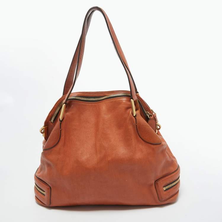Pre Owned Chloe Brown Leather Double Zip Shoulder Bag
