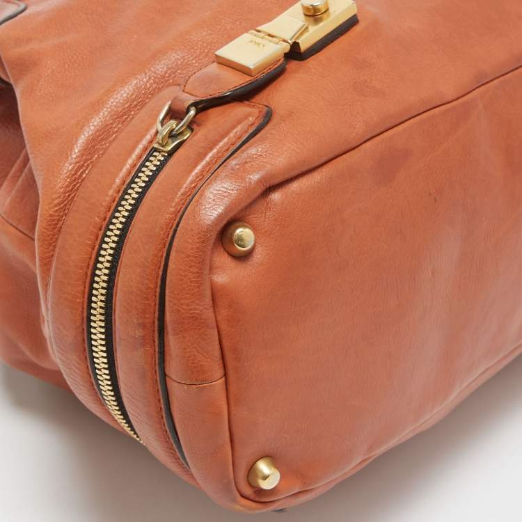 Pre Owned Chloe Brown Leather Double Zip Shoulder Bag