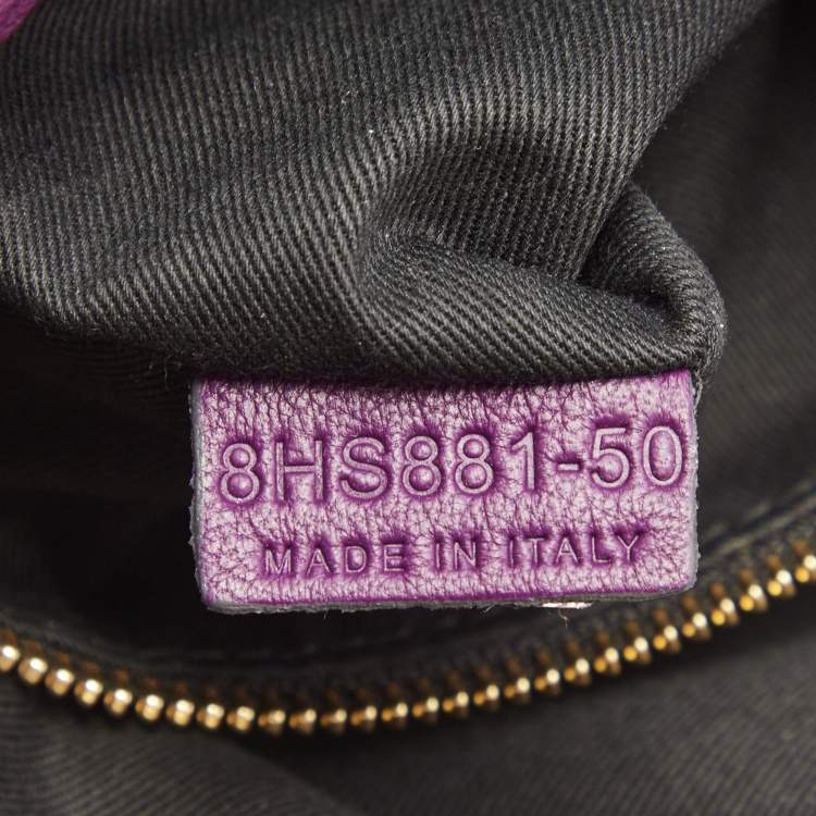 Pre Owned Chloe Purple Leather Milton Triple Chain Hobo