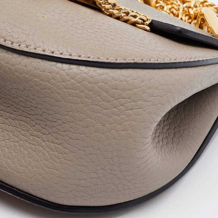 Pre Owned Chloe Grey Leather Nano Drew Shoulder Bag