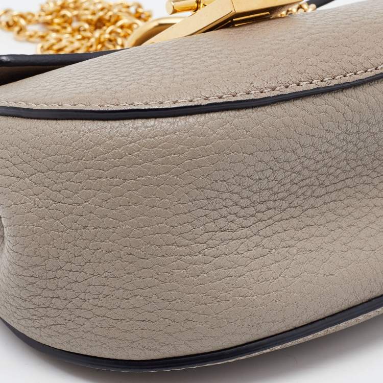 Pre Owned Chloe Grey Leather Nano Drew Shoulder Bag