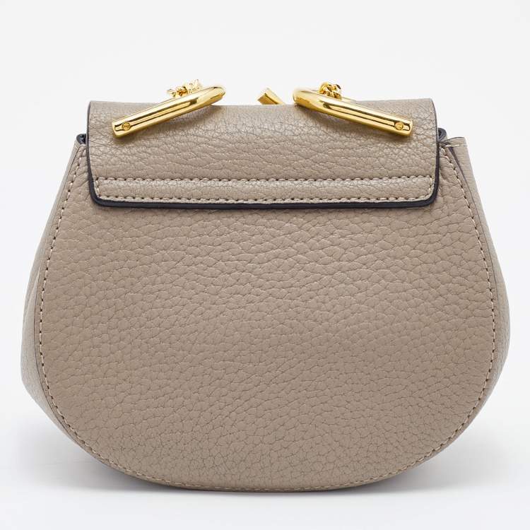 Pre Owned Chloe Grey Leather Nano Drew Shoulder Bag