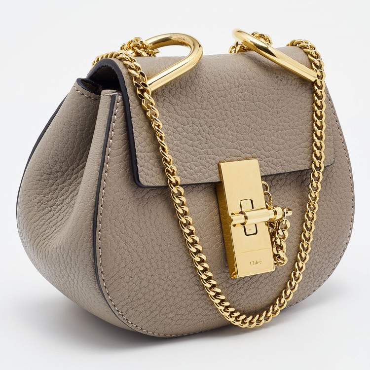 Pre Owned Chloe Grey Leather Nano Drew Shoulder Bag