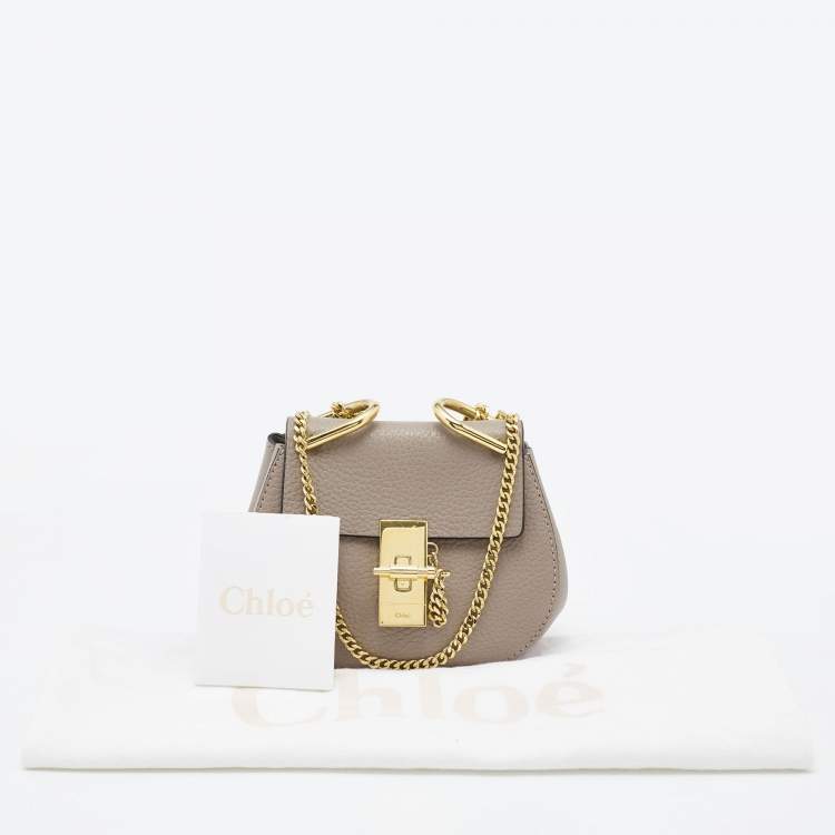Pre Owned Chloe Grey Leather Nano Drew Shoulder Bag