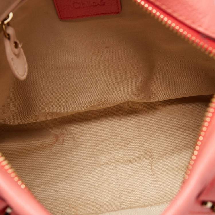 Pre Owned Chloe Coral Pink Leather Medium Paraty Shoulder Bag