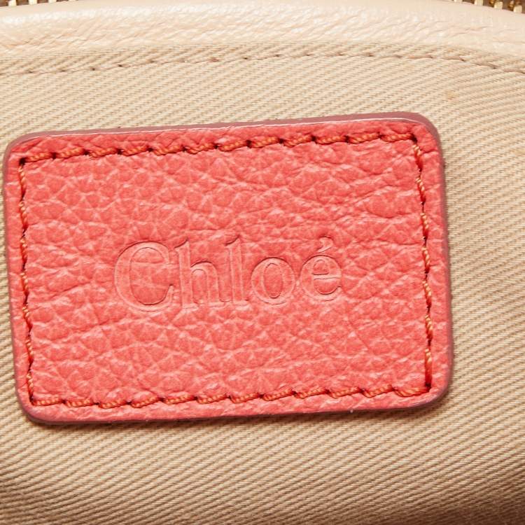 Pre Owned Chloe Coral Pink Leather Medium Paraty Shoulder Bag