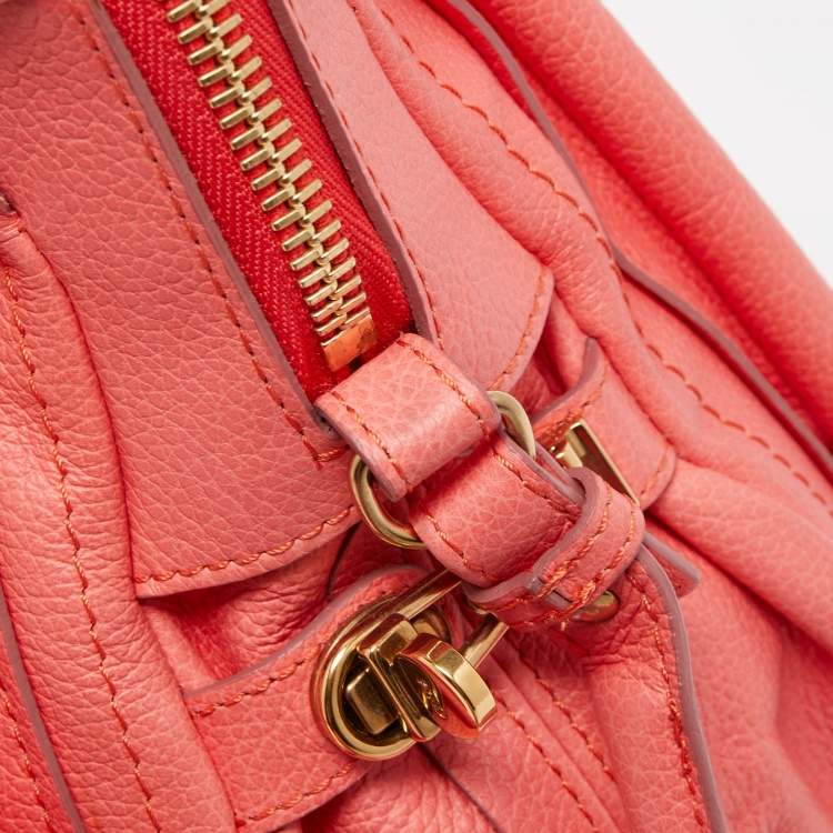 Pre Owned Chloe Coral Pink Leather Medium Paraty Shoulder Bag