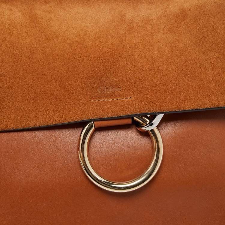 Pre Owned Chloe Brown Leather and Suede Medium Faye Shoulder Bag