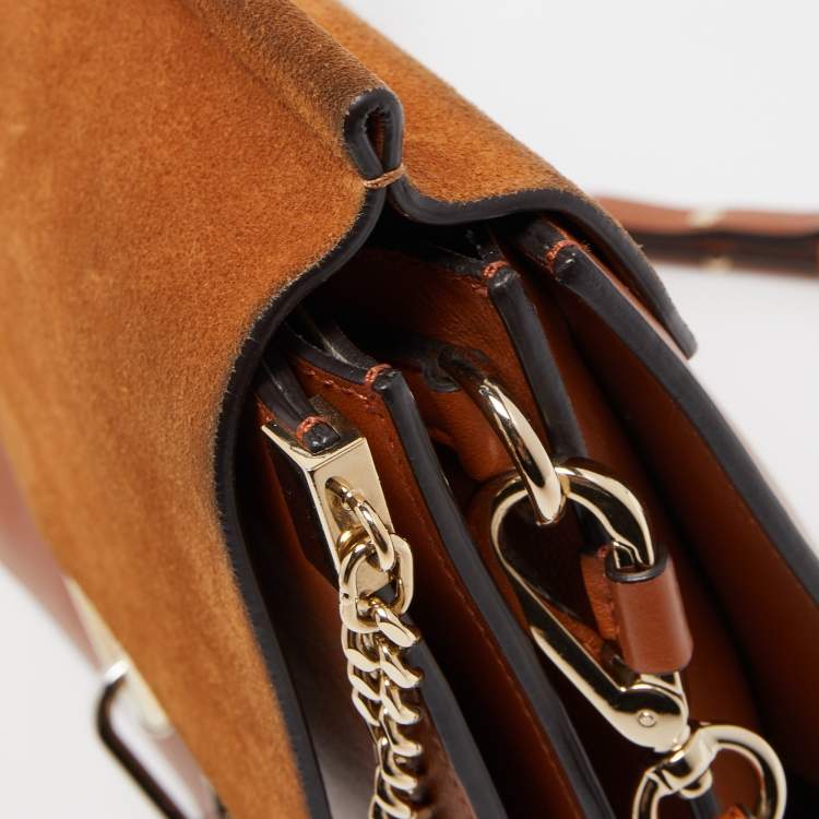 Pre Owned Chloe Brown Leather and Suede Medium Faye Shoulder Bag