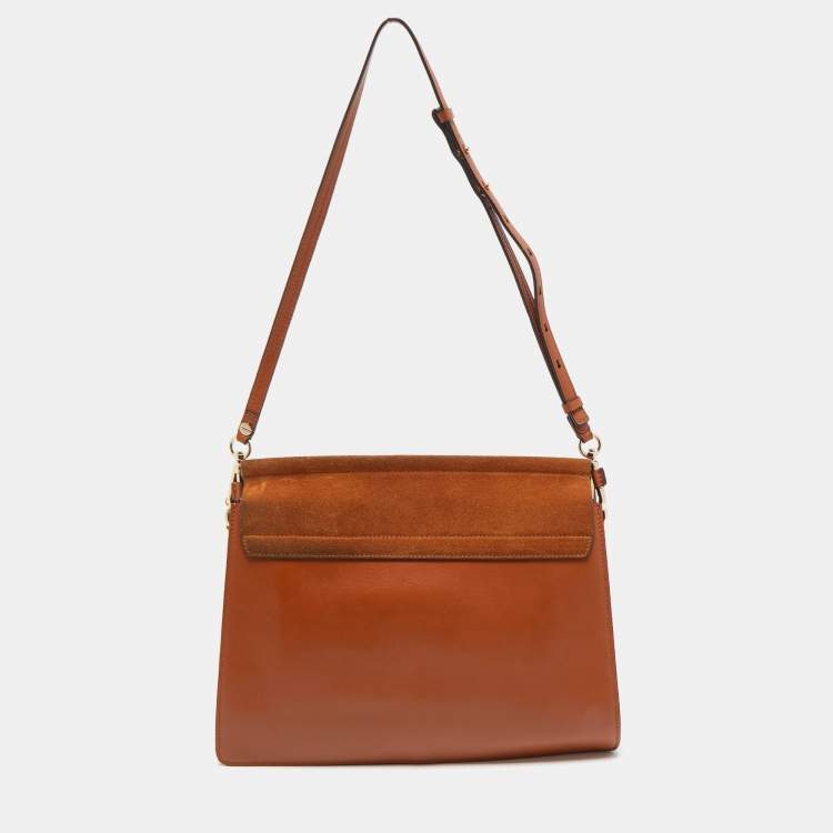 Pre Owned Chloe Brown Leather and Suede Medium Faye Shoulder Bag
