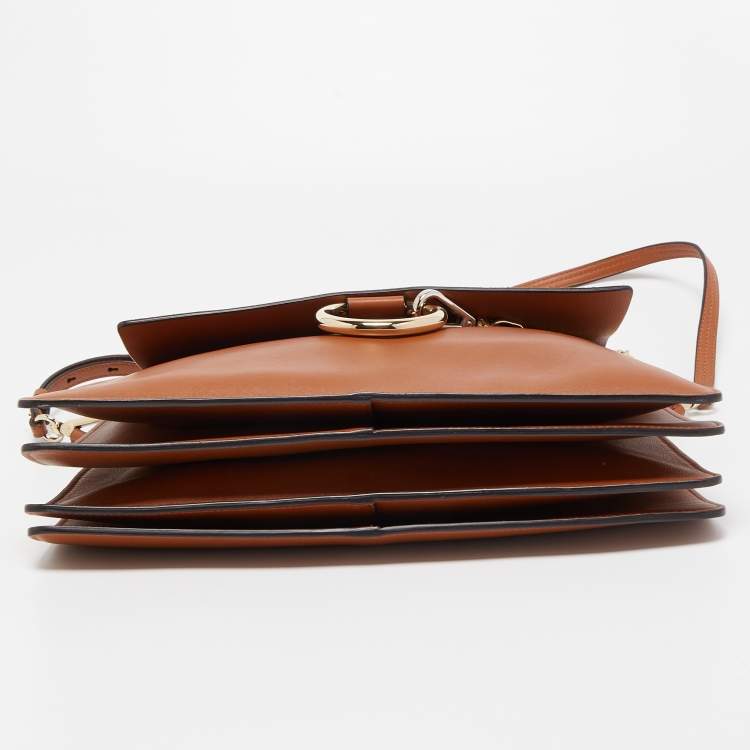 Pre Owned Chloe Brown Leather and Suede Medium Faye Shoulder Bag