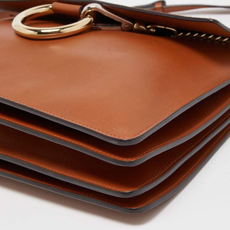 Pre Owned Chloe Brown Leather and Suede Medium Faye Shoulder Bag