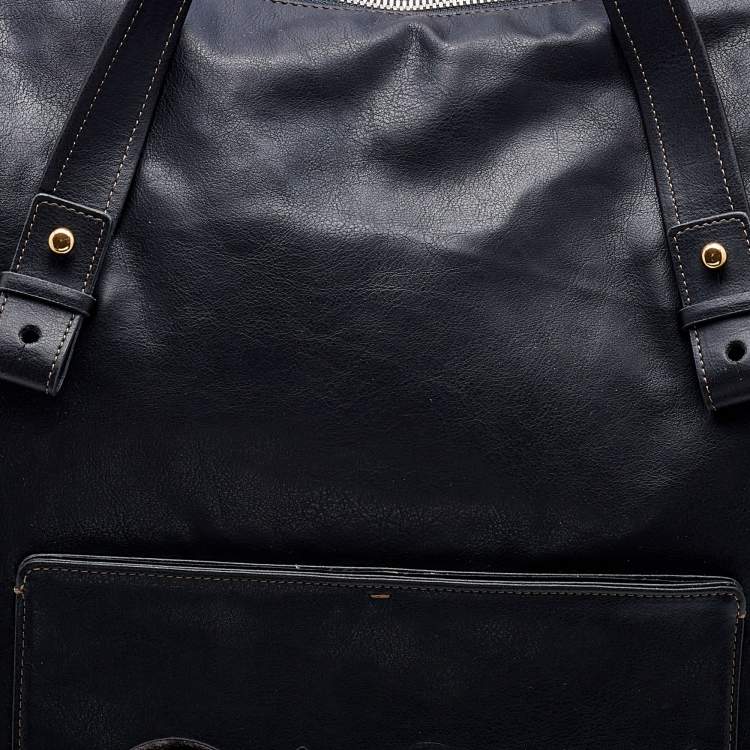 Pre Owned Chloe Black Leather Zip Weekender Bag
