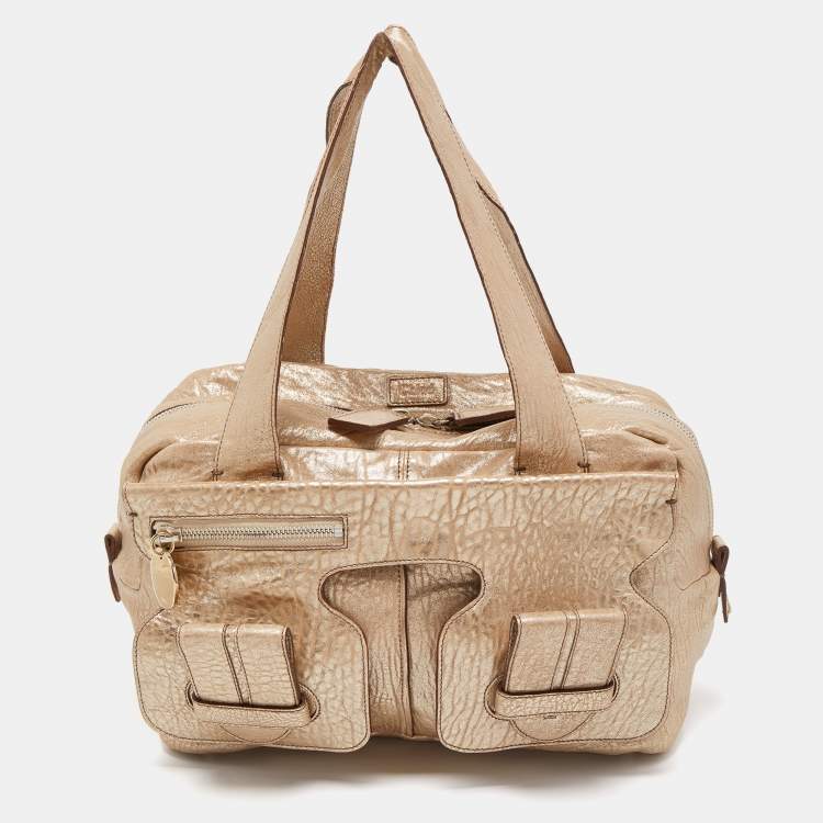 Pre Owned Chloe Gold Leather Saskia Satchel
