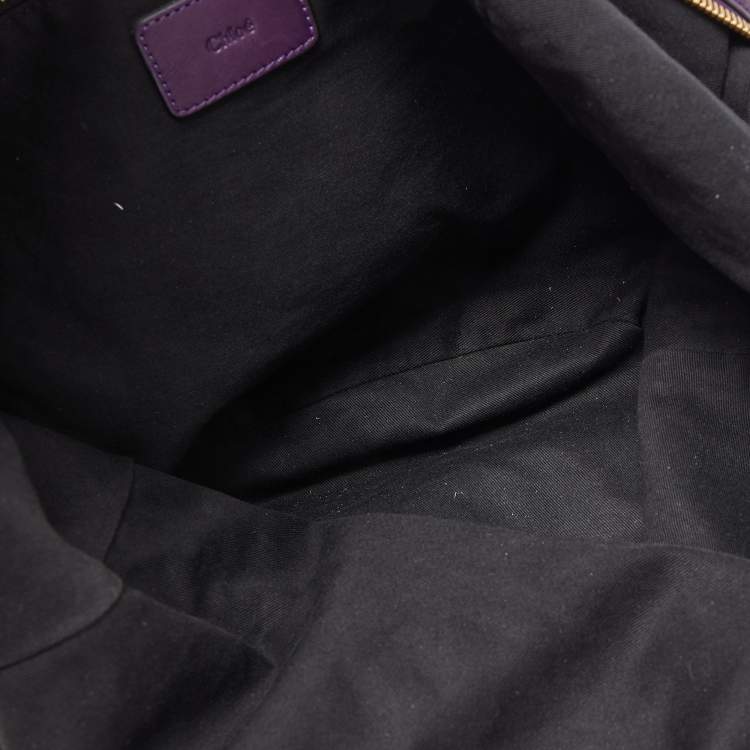 Pre Owned Chloe Purple Leather Milton Triple Chain Hobo
