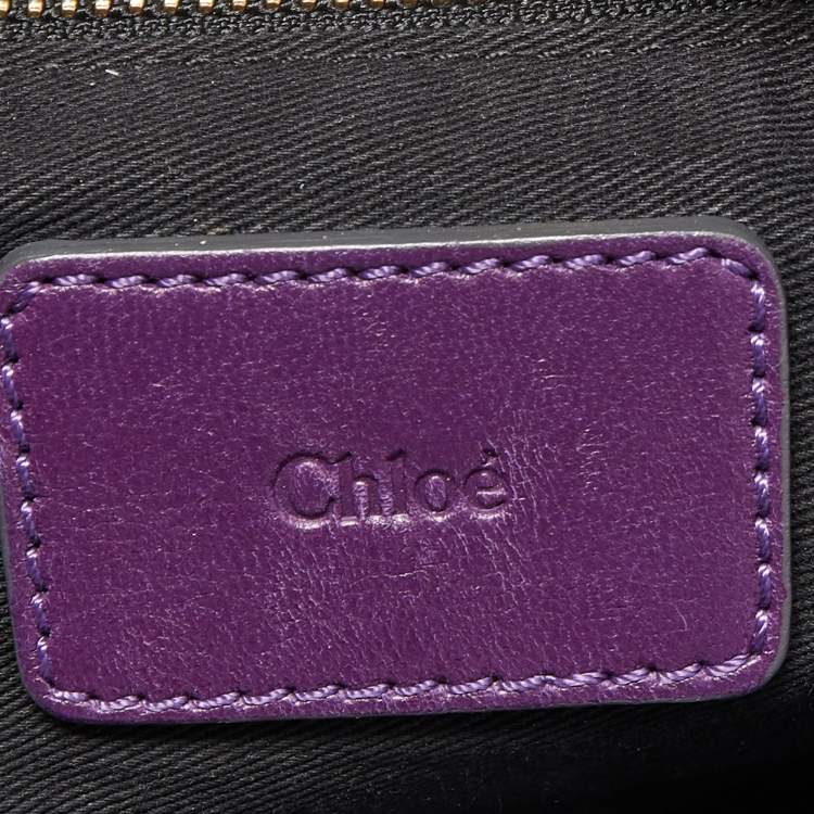 Pre Owned Chloe Purple Leather Milton Triple Chain Hobo
