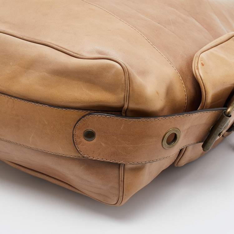 Pre Owned Chloe Beige Leather Large Chain Detail Hobo
