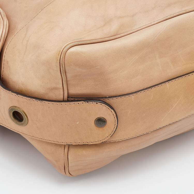 Pre Owned Chloe Beige Leather Large Chain Detail Hobo