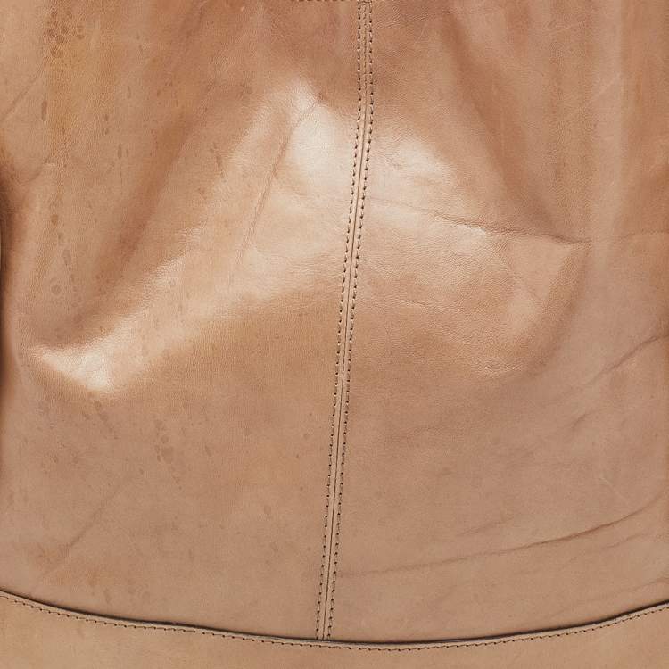 Pre Owned Chloe Beige Leather Large Chain Detail Hobo