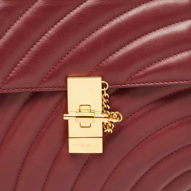 Pre Owned Chloe Burgundy Leather Medium Drew Bijou Shoulder Bag