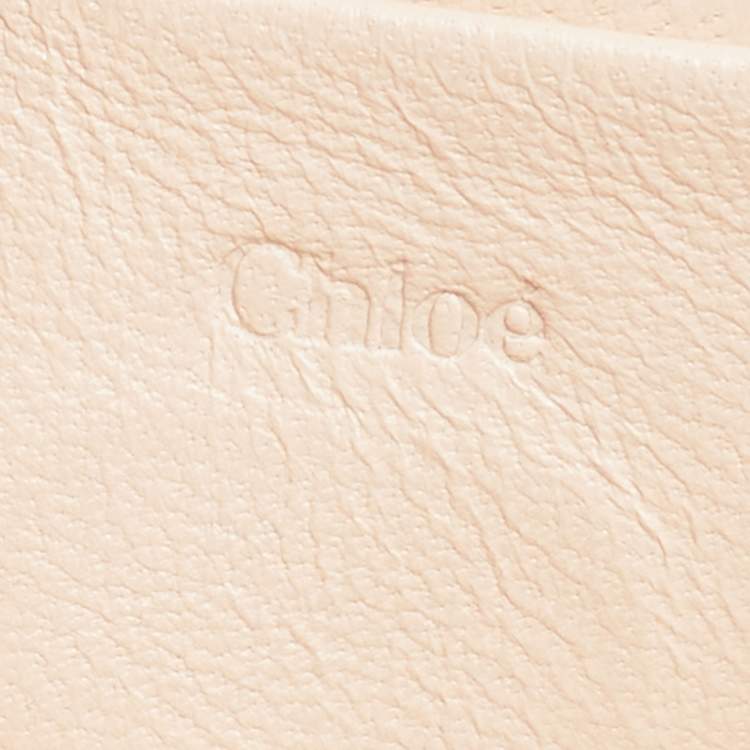 Pre Owned Chloe Peach Leather Mini Elsie Crossbody Bag