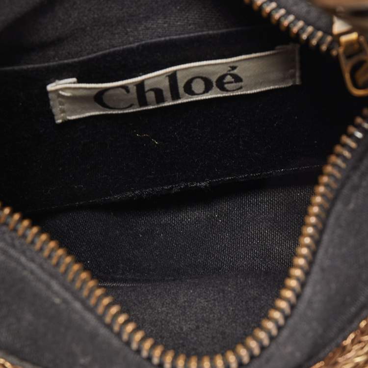 Pre Owned Chloe Black Canvas Embellished Crescent Hobo