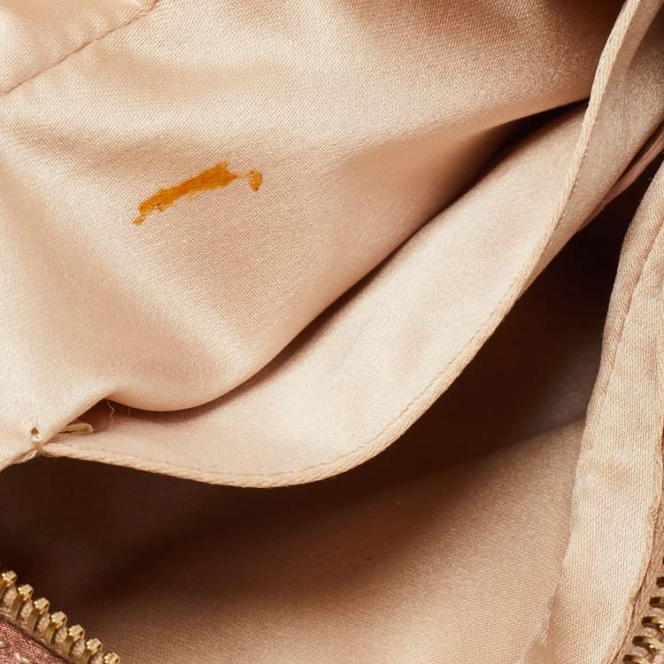 Pre Owned Chloe Old Rose/Metallic Fabric and Leather Embellished Crescent Hobo