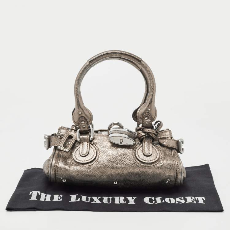 Pre Owned Chloe Metallic Grey Leather Mini Paddington Satchel