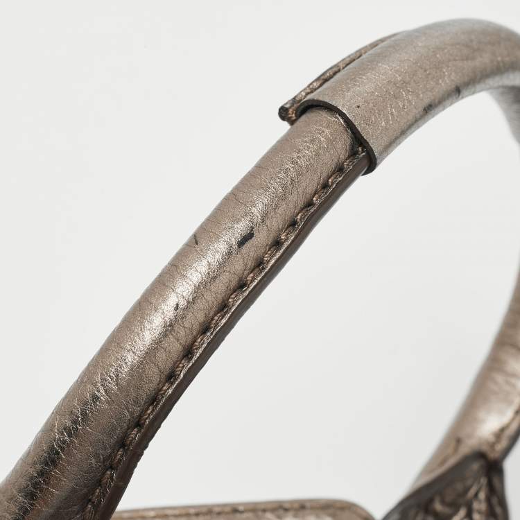 Pre Owned Chloe Metallic Grey Leather Mini Paddington Satchel