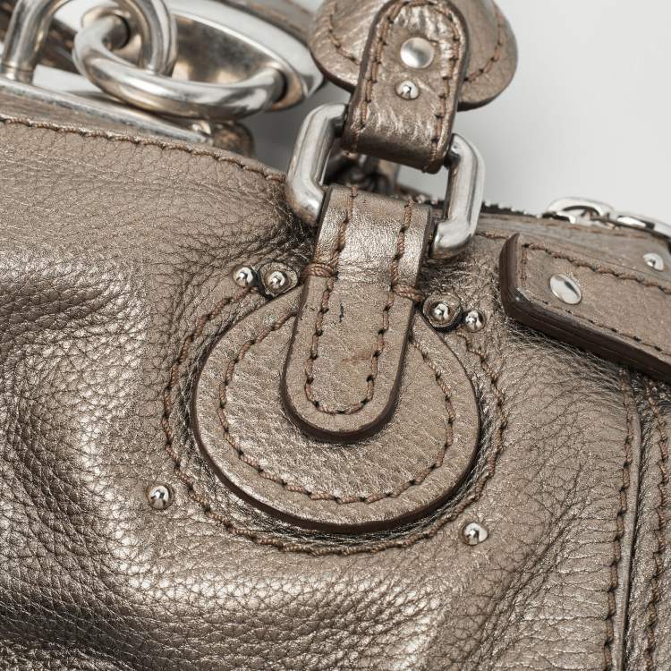 Pre Owned Chloe Metallic Grey Leather Mini Paddington Satchel