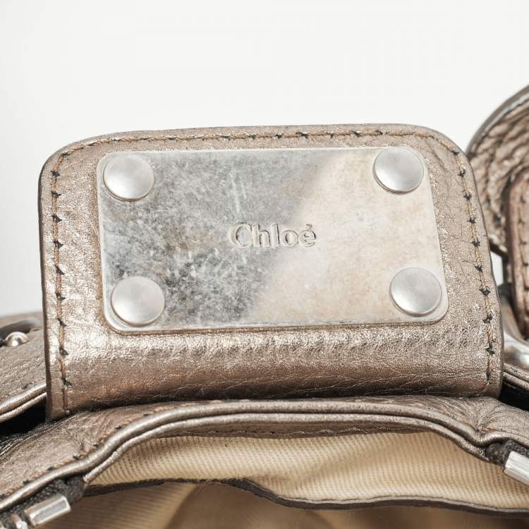 Pre Owned Chloe Metallic Grey Leather Mini Paddington Satchel