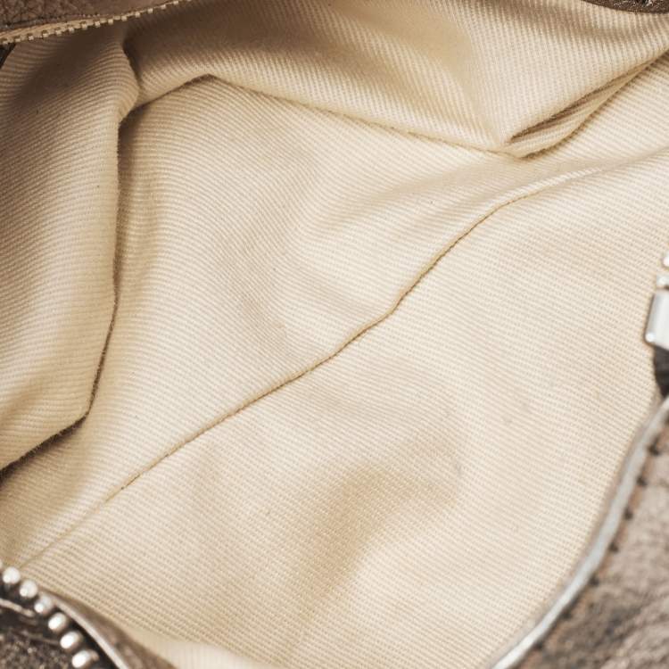 Pre Owned Chloe Metallic Grey Leather Mini Paddington Satchel