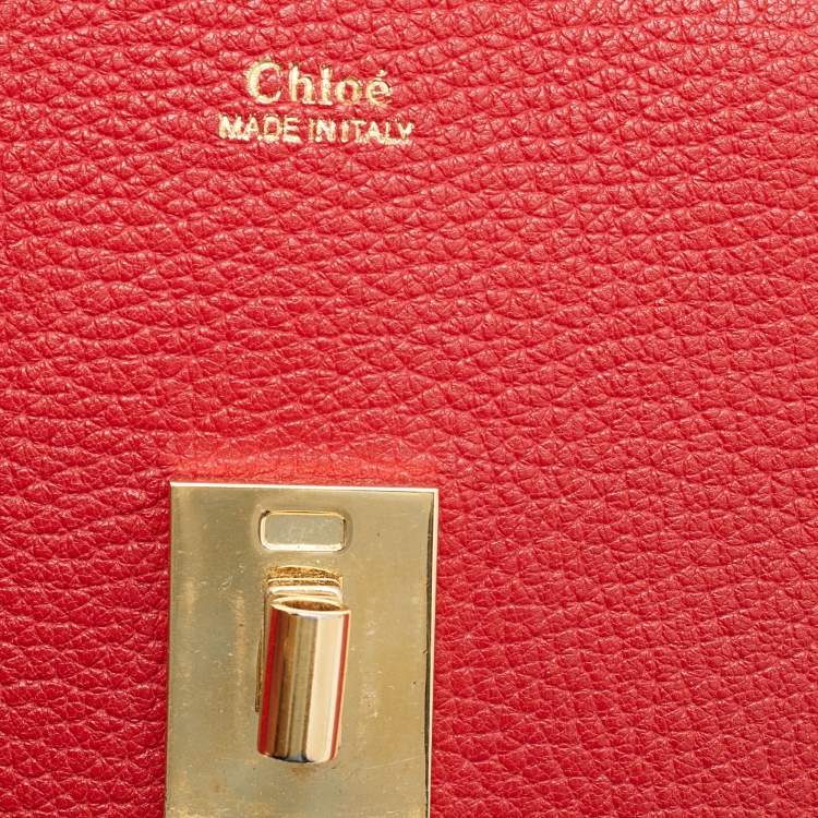 Pre Owned Chloe Red Leather Small Drew Chain Crossbody Bag