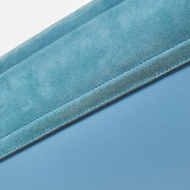 Pre Owned Chloe Light Blue Leather and Suede Medium Faye Shoulder Bag