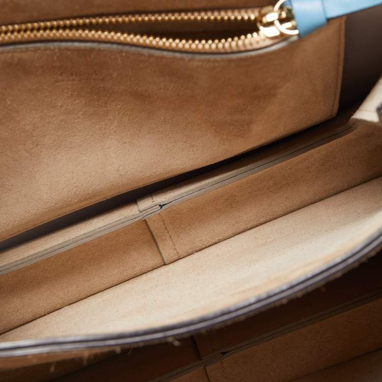 Pre Owned Chloe Light Blue Leather and Suede Medium Faye Shoulder Bag