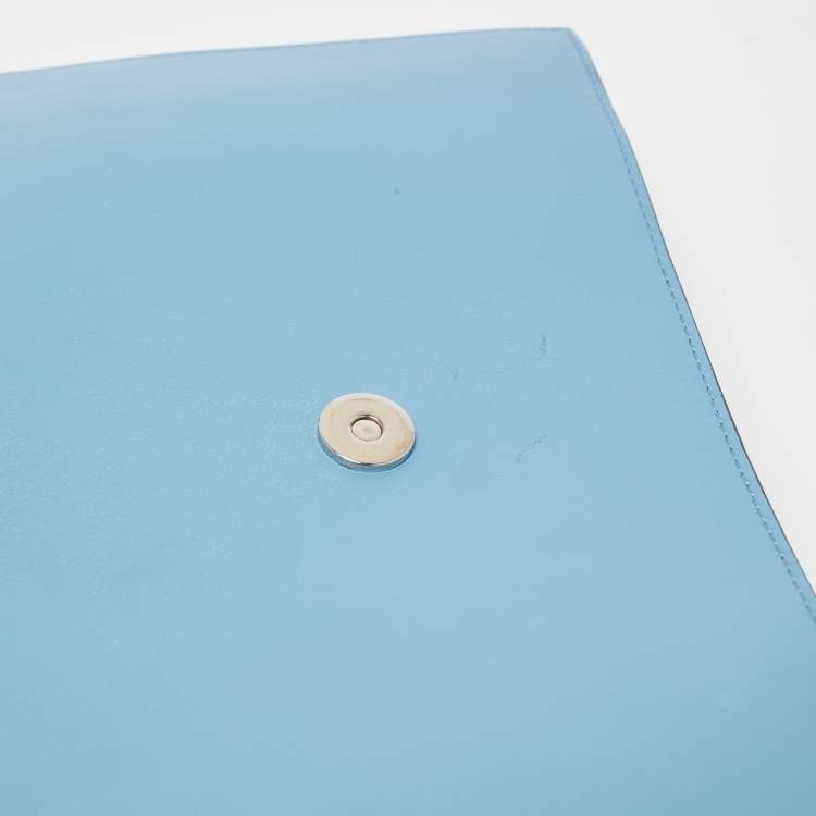 Pre Owned Chloe Light Blue Leather and Suede Medium Faye Shoulder Bag