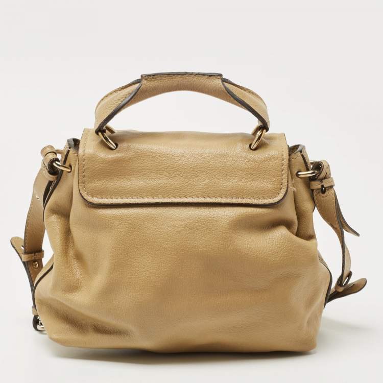 Pre Owned Chloe Olive Green Leather Elsie Top Handle Bag