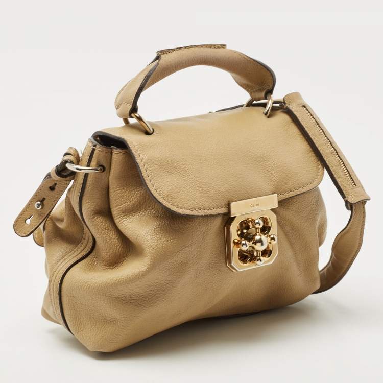 Pre Owned Chloe Olive Green Leather Elsie Top Handle Bag
