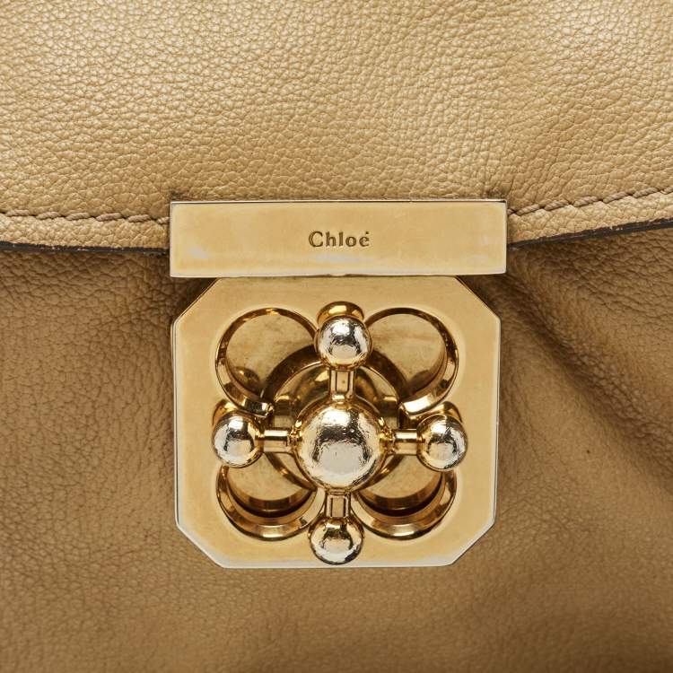 Pre Owned Chloe Olive Green Leather Elsie Top Handle Bag